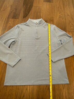FootJoy Men's 1/4 Zip Striped Performance Golf Pullover Light Blue Medium